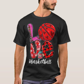 Love Bysketbyll Equipment Player Team Valentine's  T-Shirt
