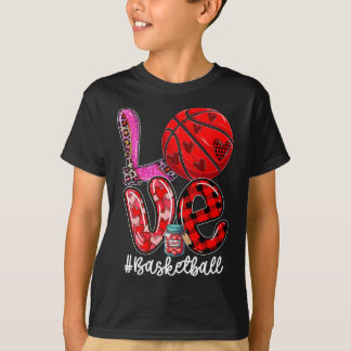 Love Bysketbyll Equipment Player Team Valentine's  T-Shirt