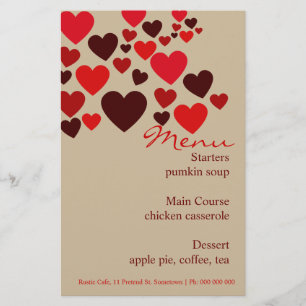 Love Cafe Wedding Menu Stationery