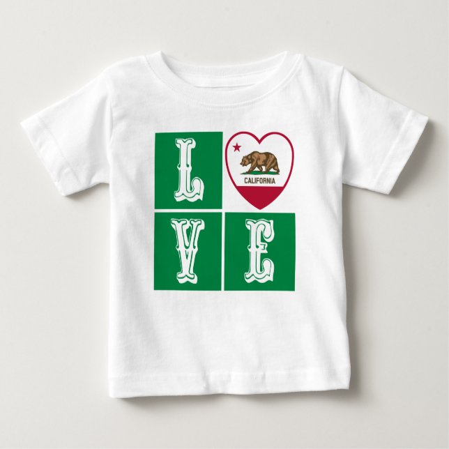 Love California Republic State Flag Heart Pride Baby T-Shirt (Front)