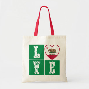 Love California Republic State Flag Heart Pride Tote Bag
