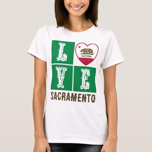 Love California State Flag Heart Sacramento T-Shirt (Front)
