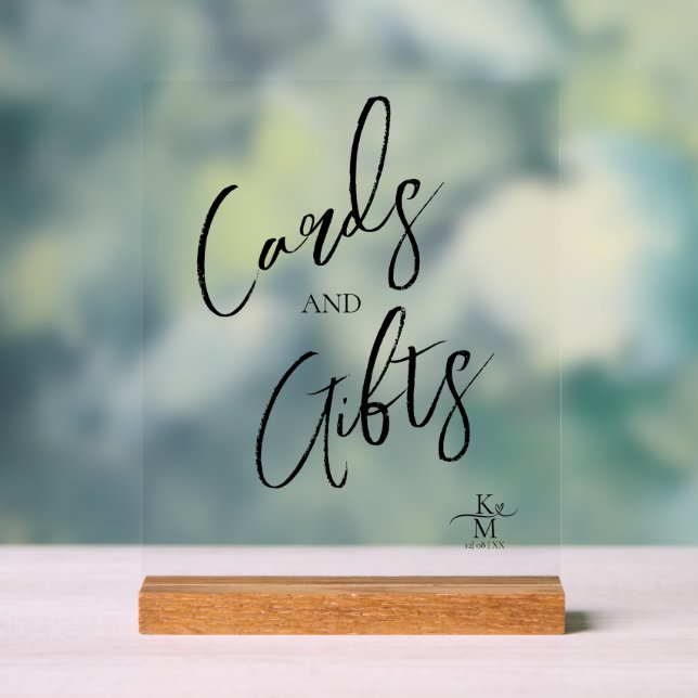 Love Calligraphy Cards & Gifts Heart Black ID940 Acrylic Sign (Neutral)