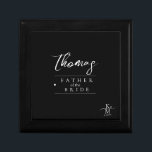 Love Calligraphy Heart Wedding Party Blk B&W ID940 Gift Box<br><div class="desc">Elegant handwritten script text and brush stroke accents are used to create the pieces of this beautiful, modern wedding suite. The keepsake box shown here for the father of the bride can also be used for any other important wedding party members and is classic white on black. A template is...</div>
