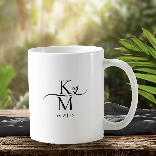 Love Calligraphy Initials Heart Black B&W ID940 Coffee Mug (Creator Uploaded)
