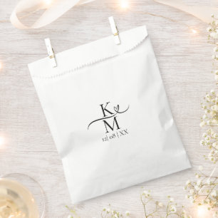 Love Calligraphy Initials Heart Black B&W ID940 Favour Bags