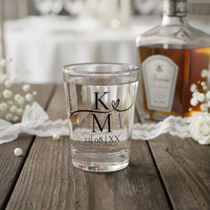 Love Calligraphy Initials Heart Black B&W ID940 Shot Glass