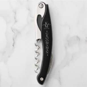 Love Calligraphy Initials Heart Groomsman ID940 Corkscrew