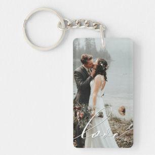 LOVE CALLIGRAPHY Script Typography Wedding Overlay Key Ring