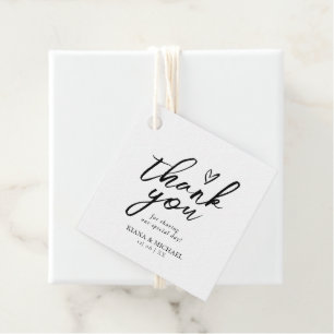 Love Calligraphy Thank You Floral Black B&W ID940 Favour Tags