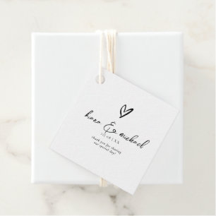 Love Calligraphy Thank You Heart Black B&W ID940 Favour Tags