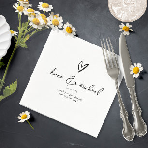 Love Calligraphy Thank You Heart Black B&W ID940 Napkin