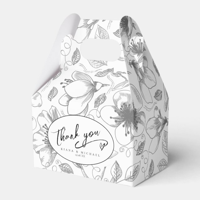 Love Calligraphy Thank You Heart Black ID940 Favour Box (Front Side)