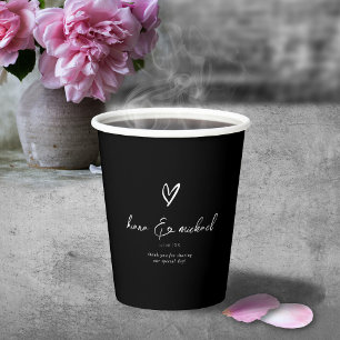 Love Calligraphy Thank You Heart White B&W ID940 Paper Cups