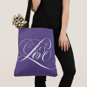Love Calligraphy Ultra Violet Colour of the Year Tote Bag