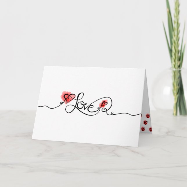 LOVE Calligraphy Watercolor Valentine's Day Photo Holiday Card (Front)