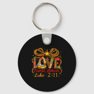 Love Came Down Luke 2_11 Patchwork Christmas Key Ring