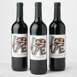 Love Camping Christmas Camp Flip Flop Personalised Wine Label