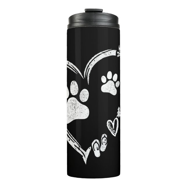 Love Camping Dog Paw Print Heart Flip Flops Coffee Thermal Tumbler (Front)