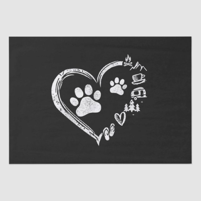Love Camping Dog Paw Print Heart Flip Flops Coffee Tissue Paper (Front)