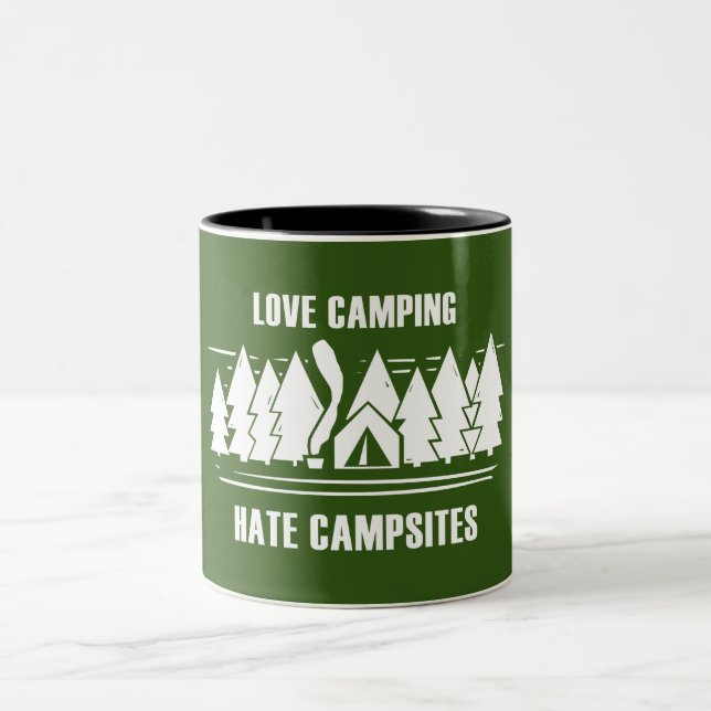 Love Camping, Hate Campsites Two-Tone Coffee Mug (Center)