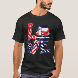 Love Camping T Usa Flag 4th Of July Flip Flop Camp T-Shirt