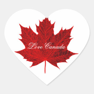 Love Canada-Red Canadian Maple Leaf Heart Sticker