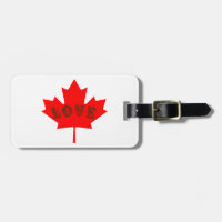 love Canada red maple leaf travel luggage tag