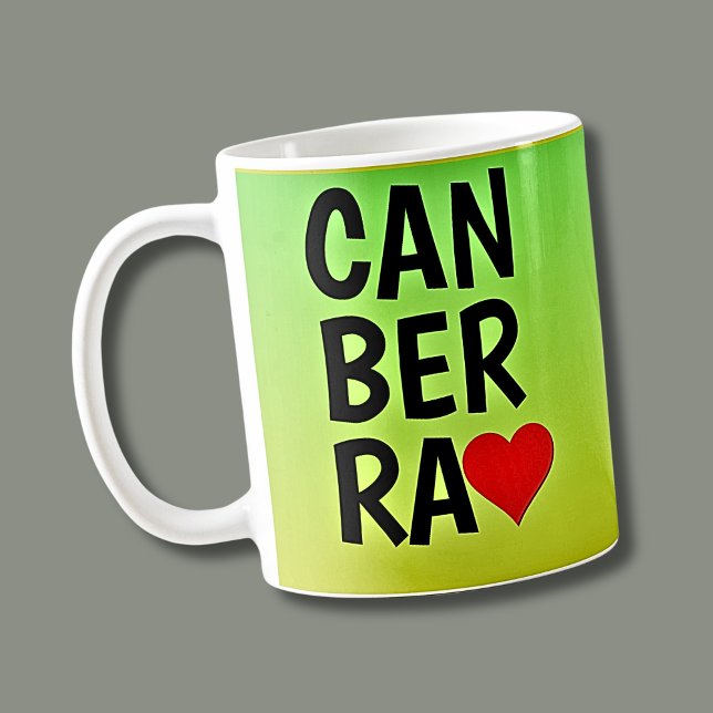Love Canberra (or your text) Heart on Green Gold Coffee Mug (Creator Uploaded)