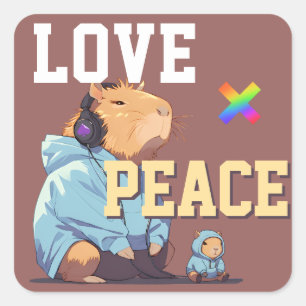 LOVE × CAPYBARA - Custom Square Sticker
