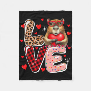 Love Capyra Sungles Hearts Valentine's Day Kids To Fleece Blanket