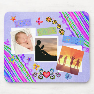 Love Care Laugh Picture Collage Mouse Pad