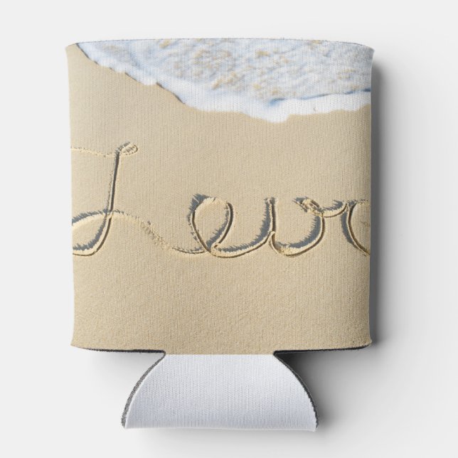 Love carved sign on the beach sand can cooler (Back)