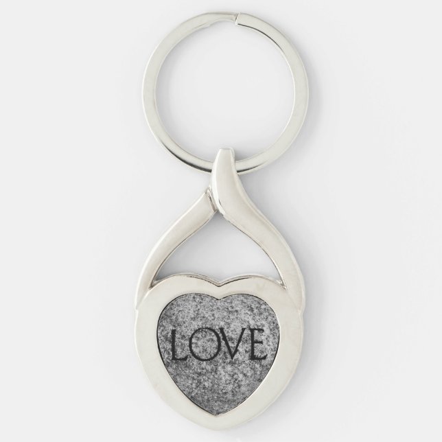 "Love" Carved Stone Key Ring (Front)