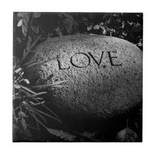 "Love" Carved Stone Tile