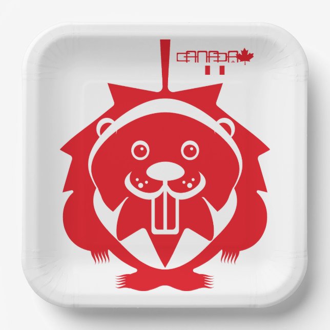 LOVE Castor/ Maple Flag Canada by Masanser Paper Plate (Front)