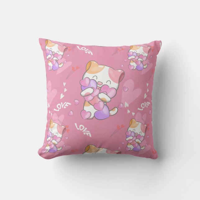 Love Cat Pattern Colourful Pets Animals   Cushion (Front)
