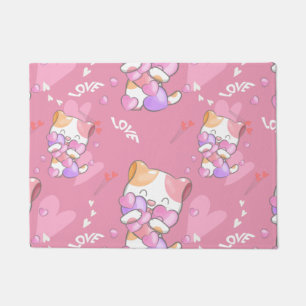 Love Cat Pattern Colourful Pets Animals  Doormat