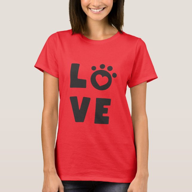 Love Cat Paw Heart Cute Kitty Design for Cat Moms  T-Shirt (Front)
