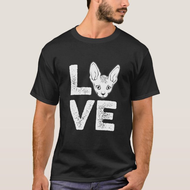 Love Cat Sphynx Cat T-Shirt (Front)