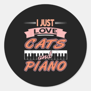 Love Cats And Ano Music Humor Pet Keyboard Fans  Classic Round Sticker