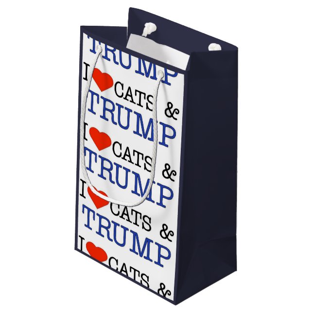 Love Cats and Trump Small Gift Bag (Back Angled)