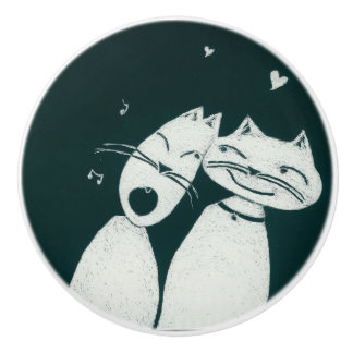 LOVE CATS CERAMIC KNOB