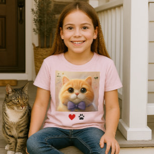 Love Cats Cute Cat Pink Girls T-Shirt
