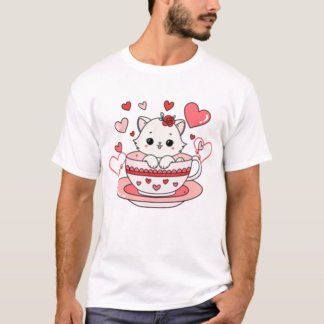 Love Cats Cute Typography Cat Lover Design T-Shirt (Front)