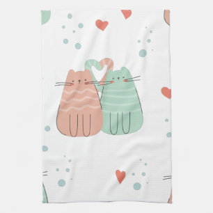 Love Cats Design Geschirrtuch Tea Towel