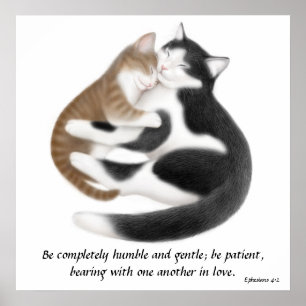 Love Cats Ephesians 4:2 Inspirational Print