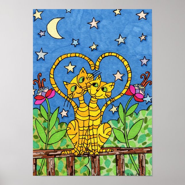 Love Cats Folk Art Poster (Front)
