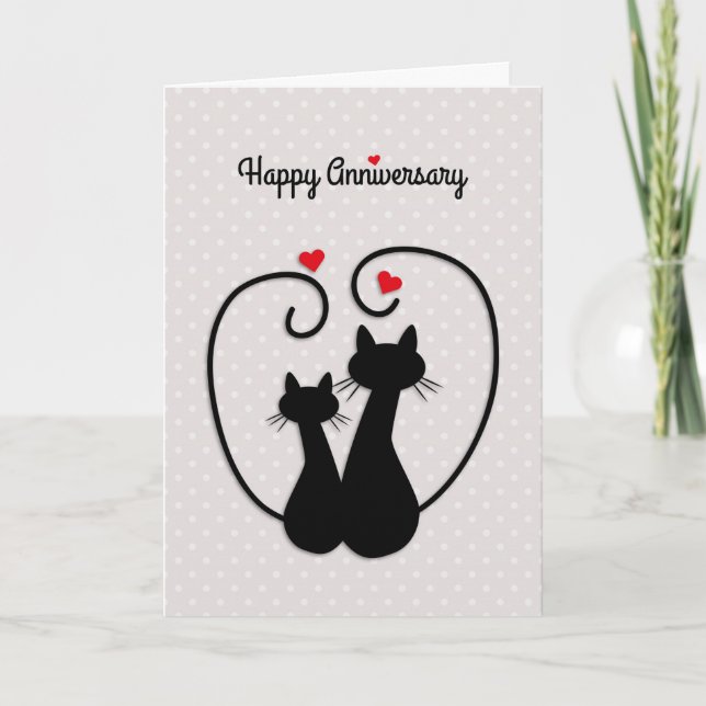 Love Cats, Happy Wedding Anniversary Card (Front)