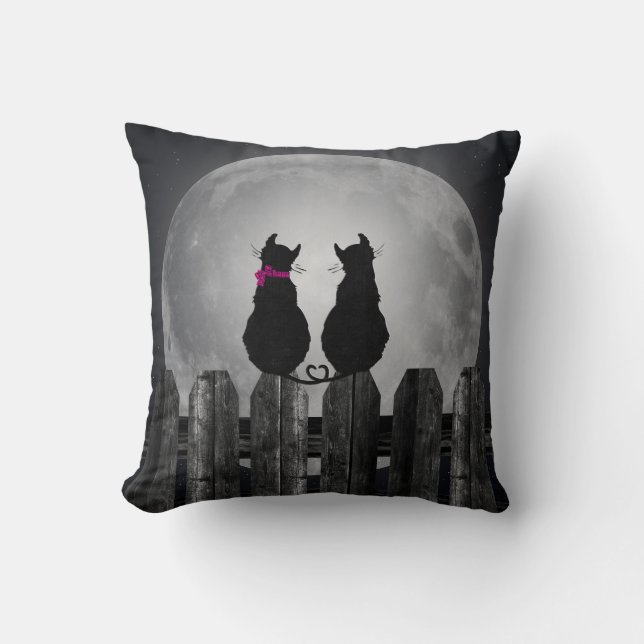 Love Cats in Moonlight Cushion (Front)